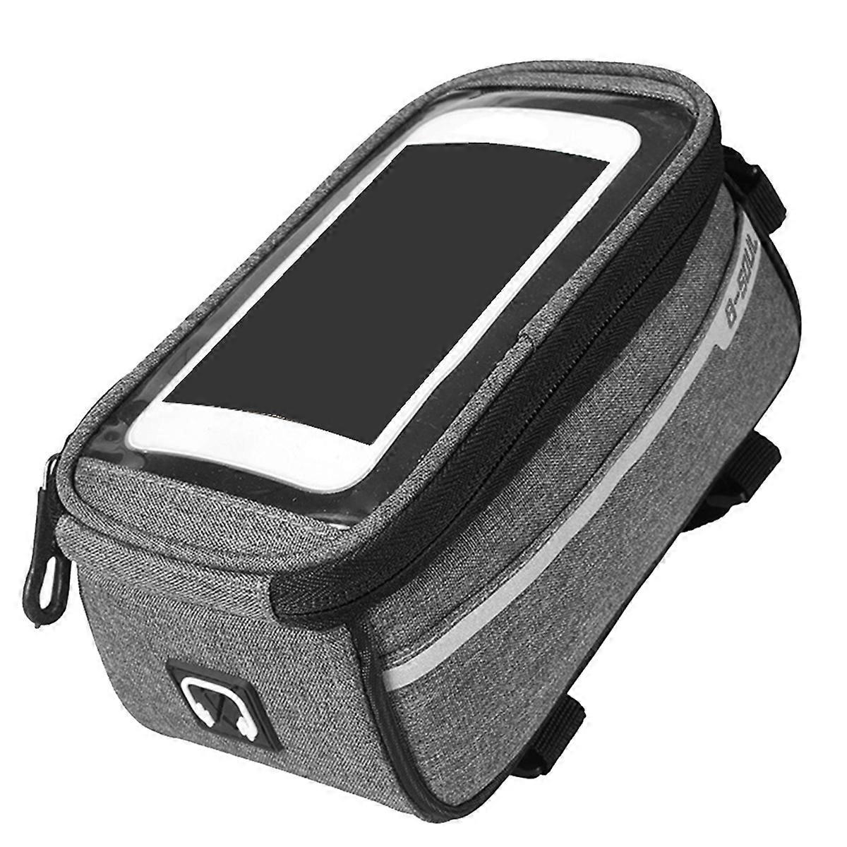 Fahrradhandytasche Mit Rahmenhalterung Vorne, Zubehör Für Mountainbikes Und Rennräder, Kompatibel Mit Handys Unter 6 Zoll (grau)