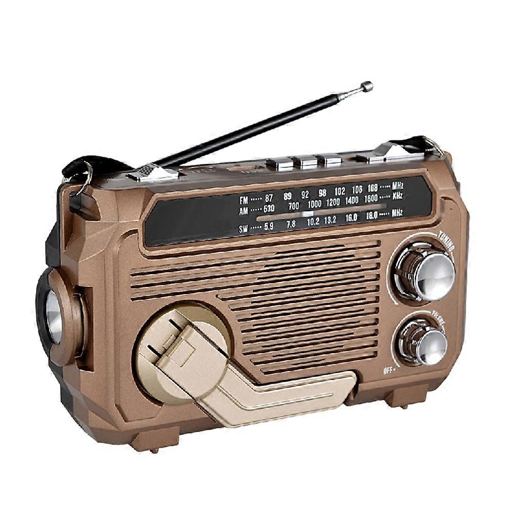 Tragbares, Solarbetriebenes Am/fm/sw-kurbelradio, Mehrband-notfallradio Mit Usb- Und Tf-kartenunterstützung Und Integrierter Led-taschenlampe