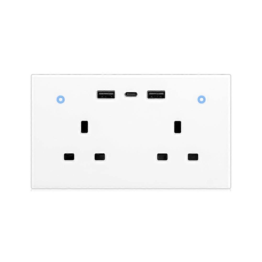 Tuya 13a Smart-wandsteckdose Mit Touch-schalter, Usb Typ-c-ladeanschlüssen, Fernüberwachung Des Energieverbrauchs Über Wi-fi Und Alexa-kompatibilität.