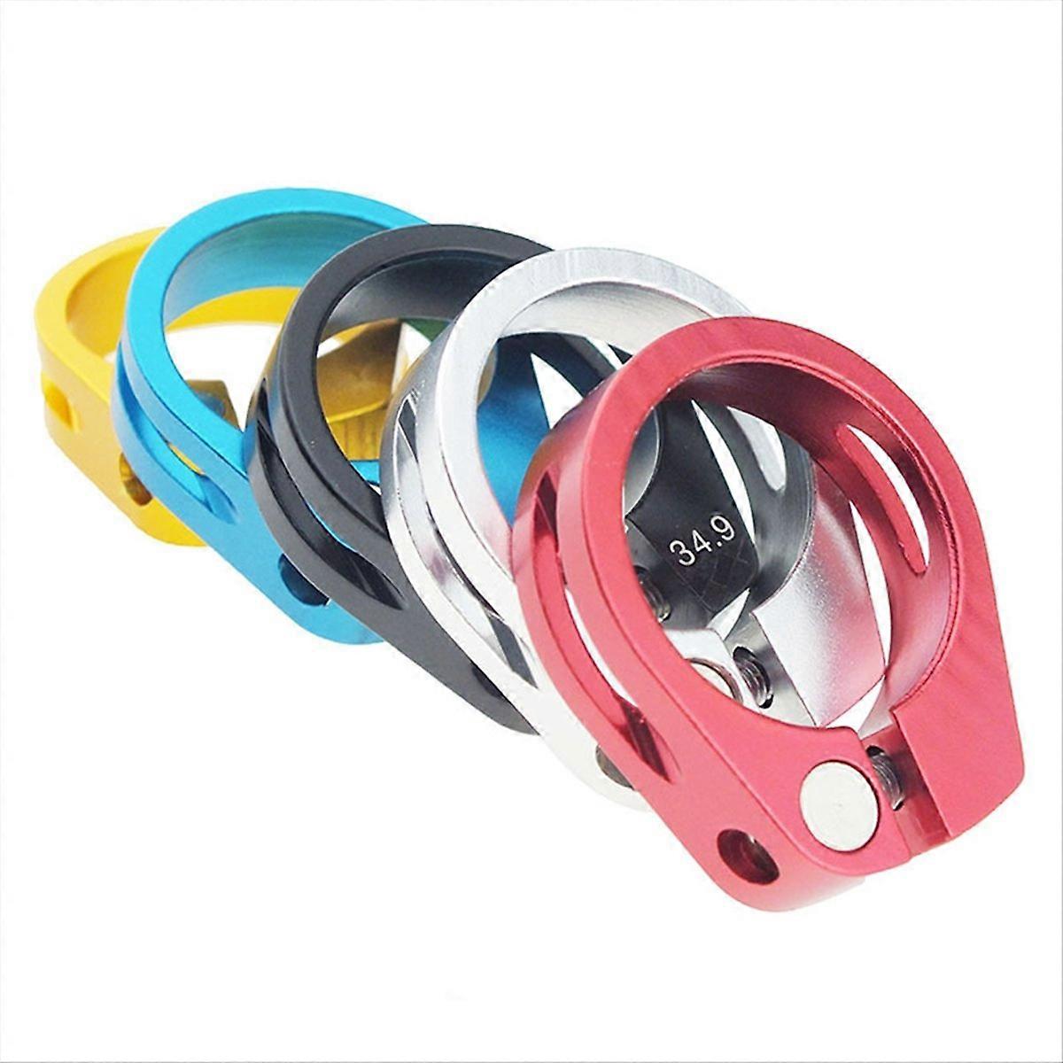Set Mit 5 Ultraleichten Titan-sattelstützenklemmen Für Rennräder Mit Aluminiumclips Und Titanschrauben, Durchmesser 34,9 Mm. Zubehör Inklusive.