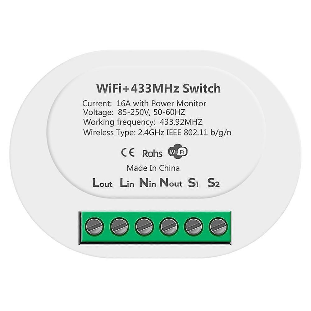 Tuya Rf433 16a Wifi Smart Switch Mit Minihome-leistungsschalterrelais Und Leistungsmonitor, Smart Life App Und Alexa-sprachsteuerung.