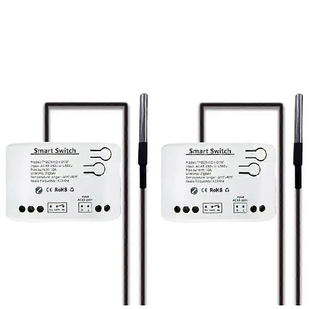 2er-pack Tuya Zigbee Smart-schalter Mit Temperatursensor, Passivem Potentialfreiem Zigbee-relais, Kompatibel Mit Home Assistant, Ac85-250v.