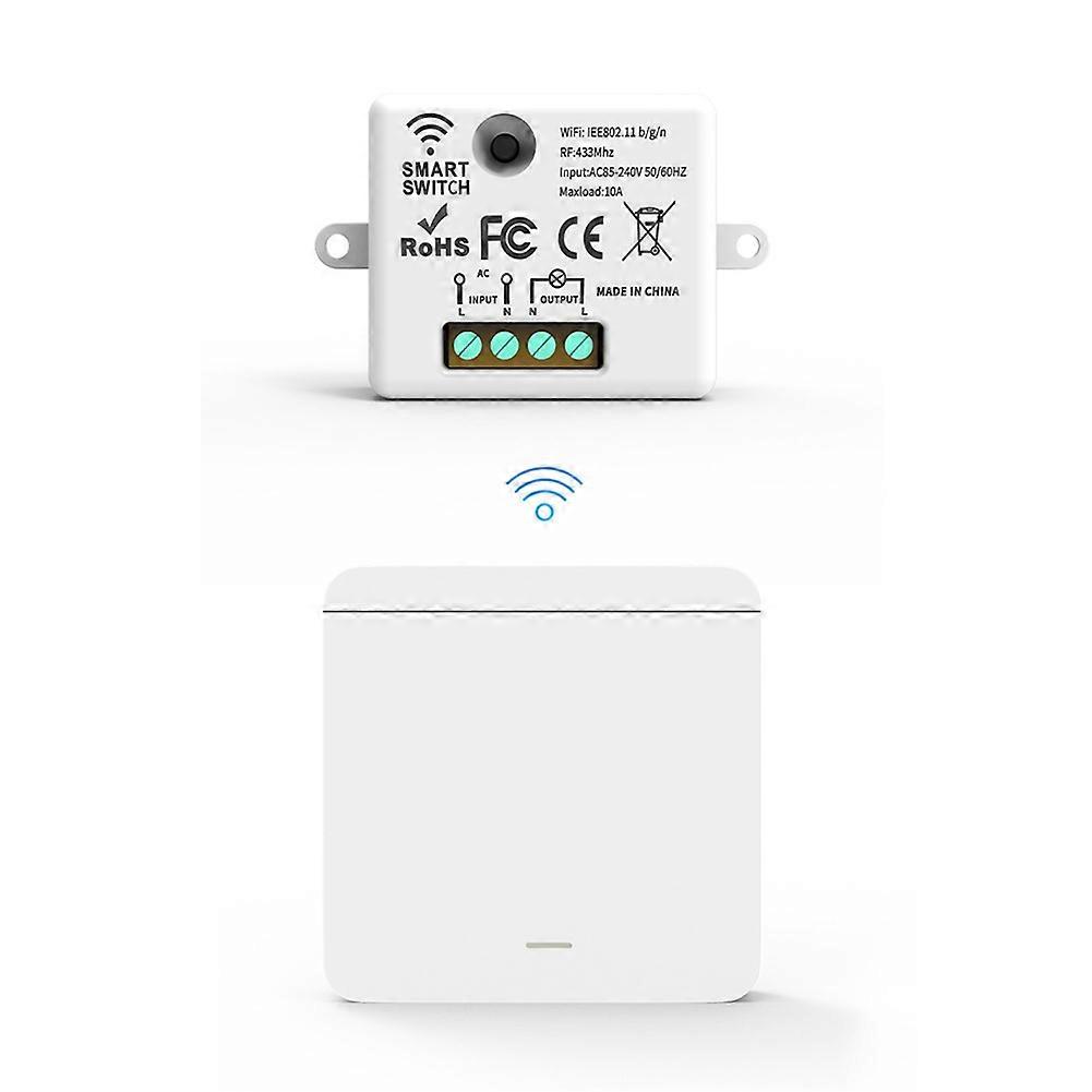Drahtloser Wandschalter Mit 433 Mhz Rf-relaisempfänger, 1x1-bedienfeld Und Fernbedienung Für Led-lampe.