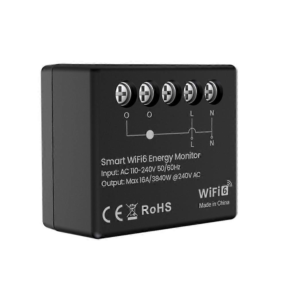 Tuya Wifi 6 Ein-/ausschalter Mit 16a-energiezähler, Intelligenter Echtzeit-verbrauchsüberwachung Und Warnung Bei Niedrigem Batteriestand.