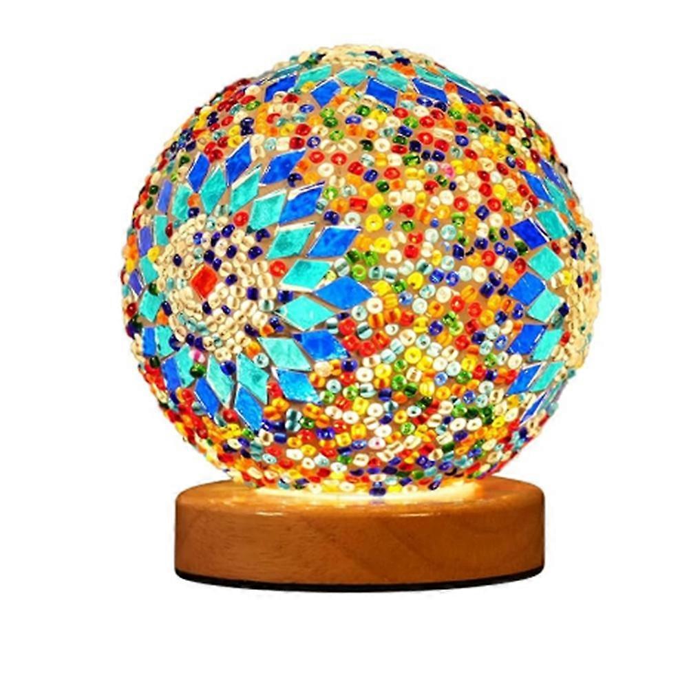 Türkische Mosaiklampe, Nachttischlampe Mit 3 Farbtemperaturen Und Usb-stromversorgung, Marokkanische Glaslaternen-tischlampe Fürs Schlafzimmer