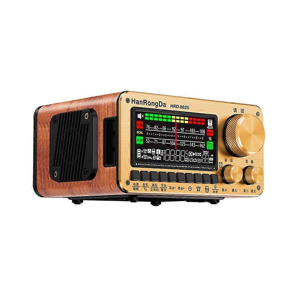 Hanrongda Hrd-802s Fm/sm-radio Mit Bluetooth, Intelligenter Audio-app, Zwei Lautsprechern, Holzgehäuse Und Signalverstärker.