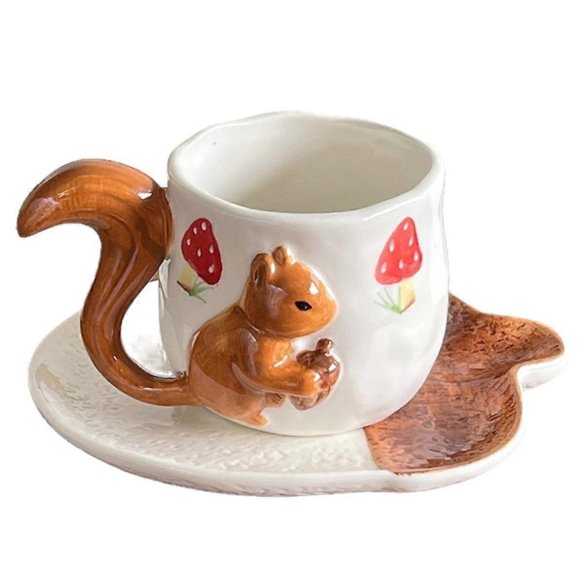 Porzellan-kaffeetasse Mit Hübschem, Geprägtem Eichhörnchenmotiv, Blumentasse Für Den Esstisch, Teetasse, Safttasse.