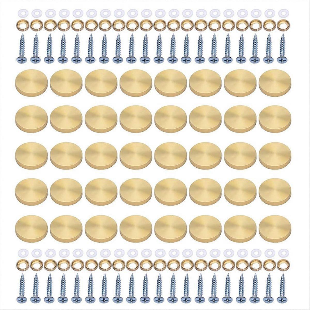 Packung Mit 40 Glasschrauben Mit Edelstahl-schraubenabdeckungen, Dekorative Befestigungselemente Für Möbel Und Inneneinrichtung, Goldfarben.