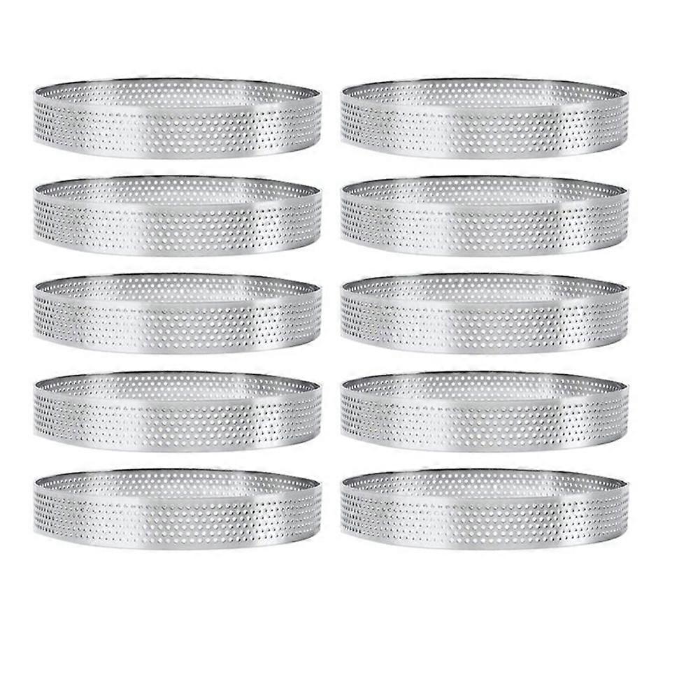 10 Törtchenringe Mit 15 Cm Durchmesser Und Löchern Aus Edelstahl, Für Früchte, Kuchen, Mousses Und Andere Gebäckzubereitungen.