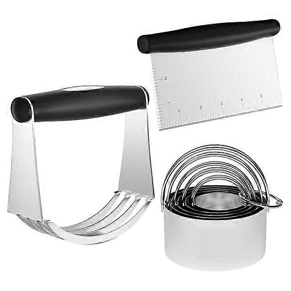 Ausstechformen-set Aus Edelstahl, Teigschaber Und Teigkneter Mit Ergonomischem Gummigriff Zur Zubereitung Von Gebäckteig