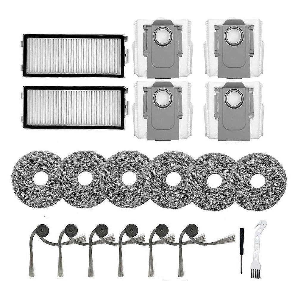 20-teiliges Zubehör- Und Ersatzteilset Für Den Staubsauger Saros Z70: Filter, Tuch, Staubbeutel Und Seitenbürste.