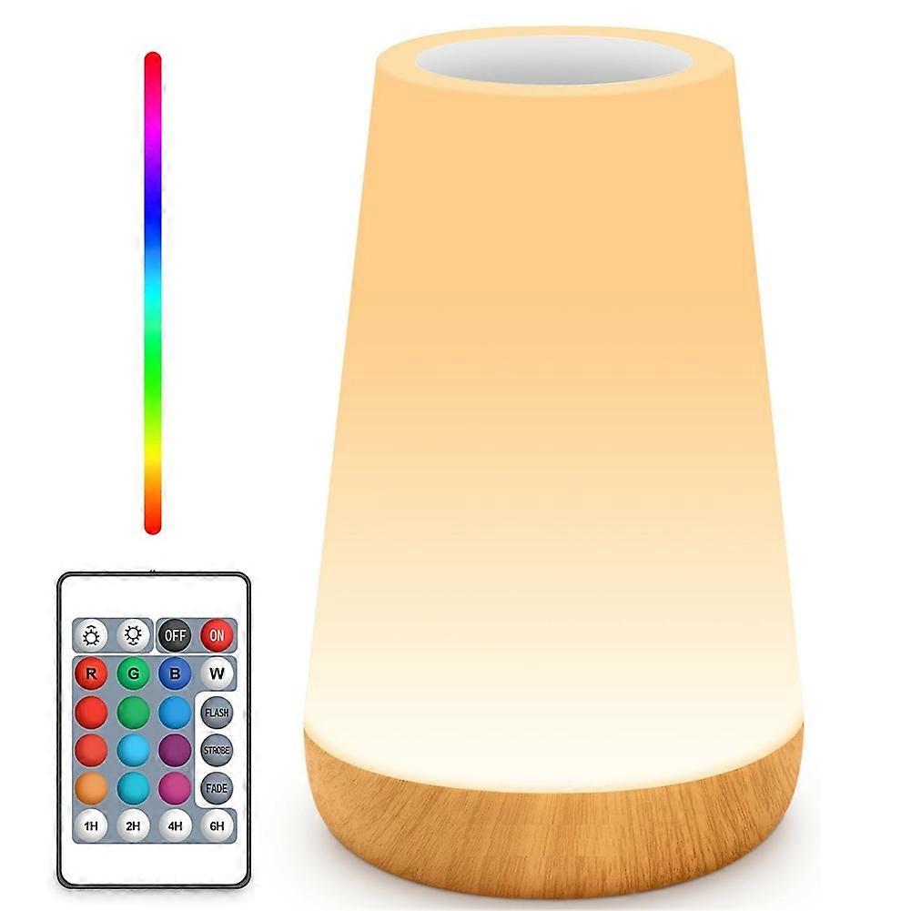 Led-nachtlicht, Berührungs- Und Fernbedienbare Nachttischlampe, Einstellbare Helligkeit, 13 Rgb-farben, 5 Helligkeitsstufen
