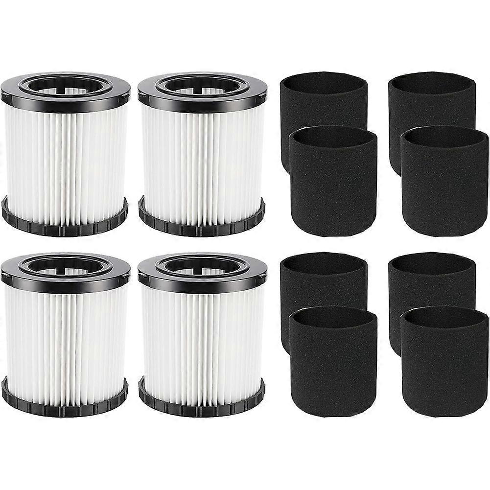 4 Ersatzfilter Dcv580h/dcv581h Für Dewalt Dcv580h (kabellos) 20v Nass- Und Trockensauger, Mit 8 Schaumstofffilterhüllen.