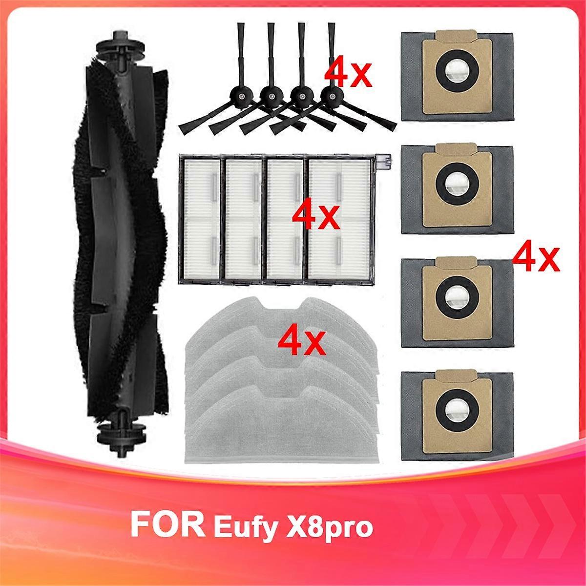 X8 Pro Staubsauger-ersatzteilset: Beinhaltet Eine Rotierende Bürste, Seitenbürsten, Reinigungstücher, Hepa-filter Und Staubbeutel.
