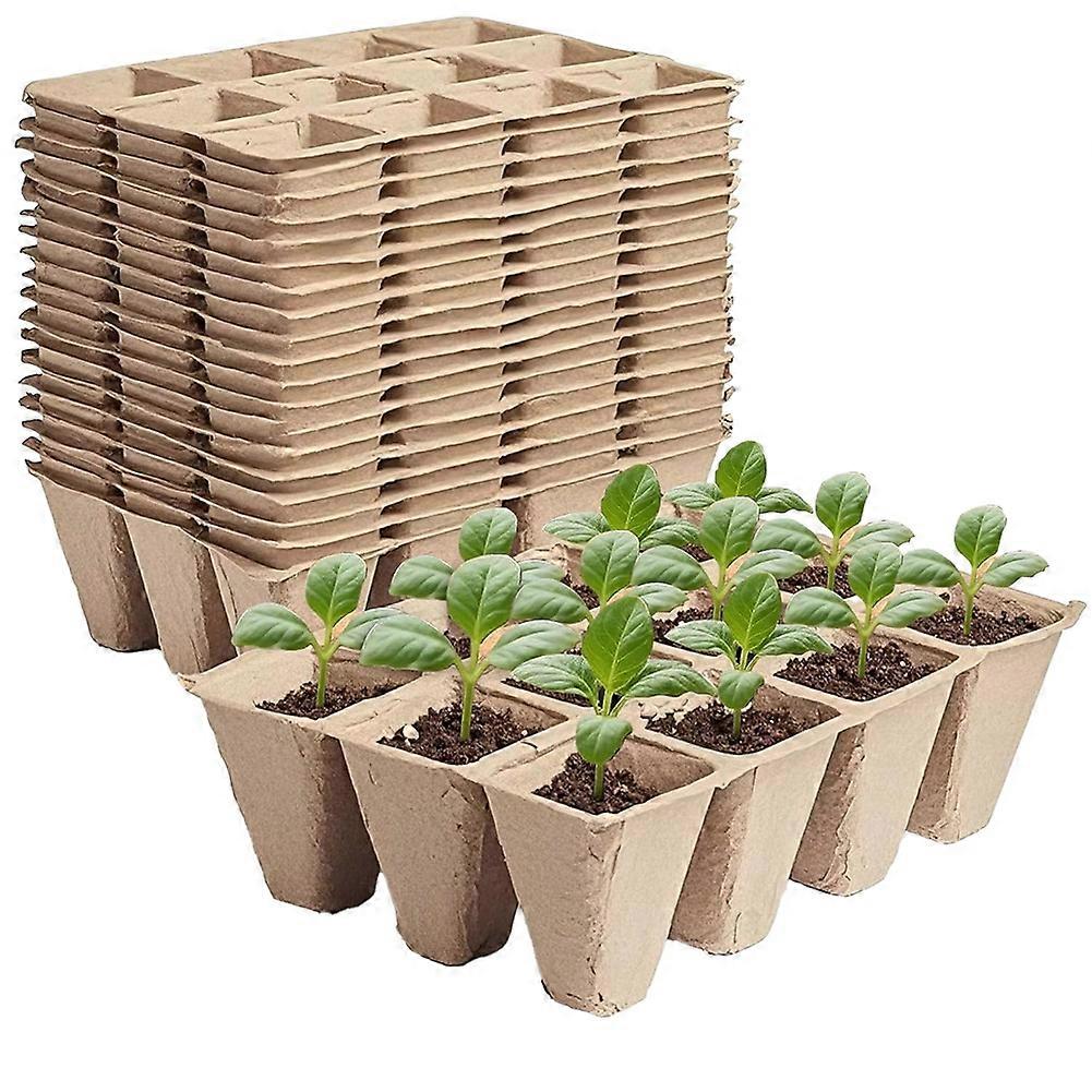 Torftopf-anzuchtset Mit 12 Zellen - 65 Trays, Biologisch Abbaubare, Wurzelfreundliche Töpfe Zum Aussäen Von Gemüse, Blumen Und Aromatischen Kräutern.