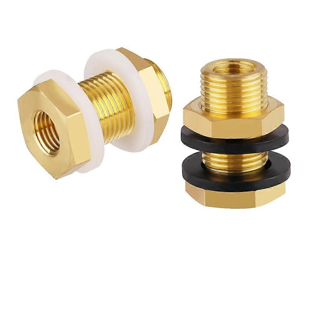 Set Aus 2 Massiven Messing-durchführungen, 1/4" Npt-kegelgewinde (innengewinde), 3/4"-außengewinde (gerade), Messing-wassertankanschluss
