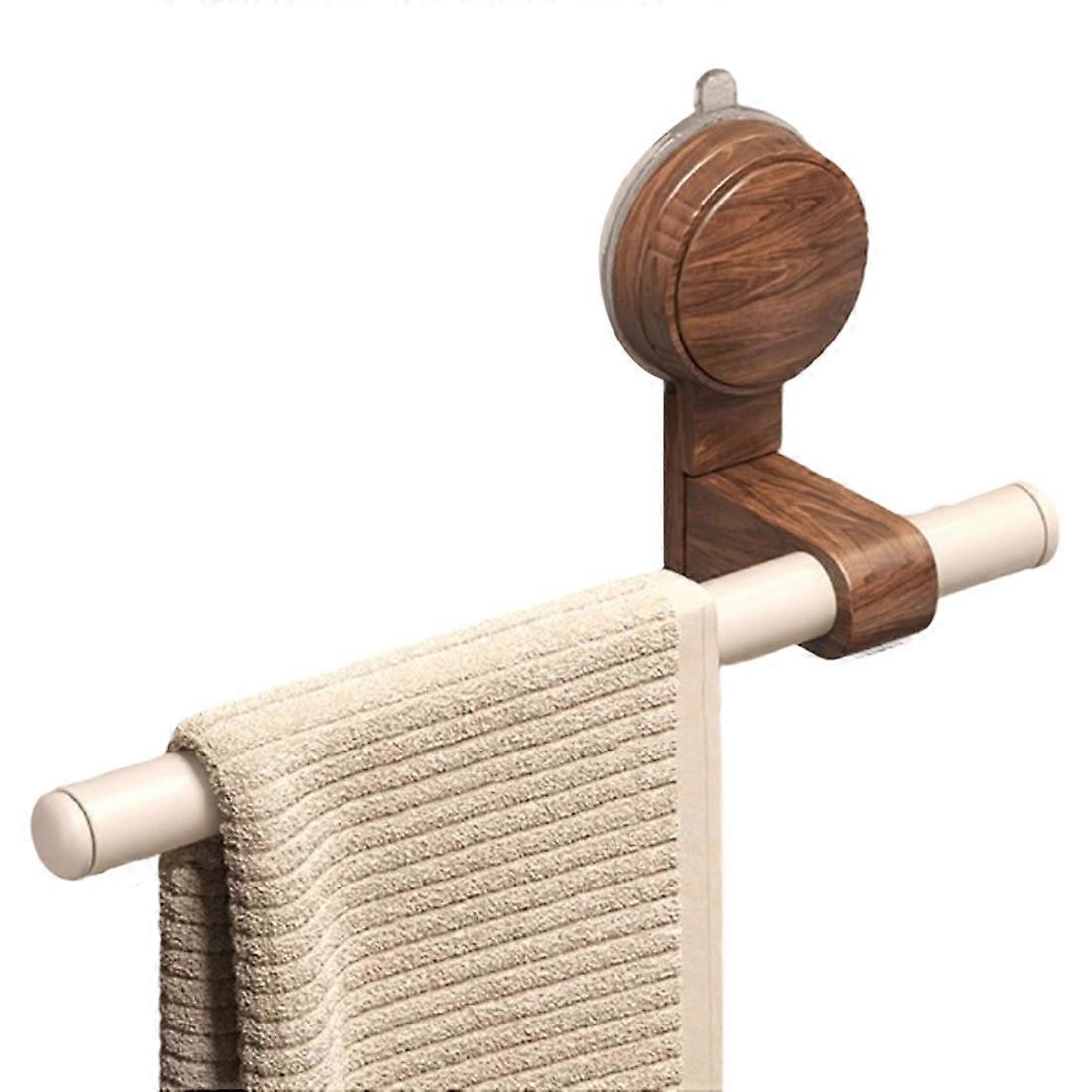 Vintage-handtuchhalter Aus Walnussholz Mit Saugnäpfen – Bohrfreie Montage Für Bad Oder Dusche