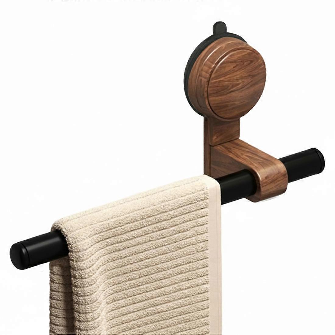 Vintage-handtuchhalter Aus Walnussholz Mit Saugnäpfen – Bohrfreie Montage Für Bad Oder Dusche A