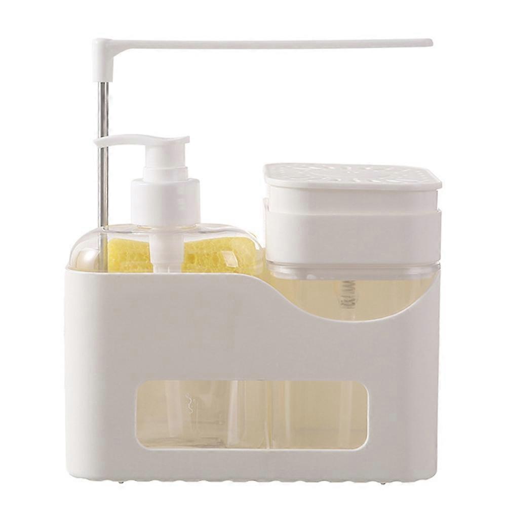 Seifen- Und Spülmittelspender Für Die Küche, 4-in-1-organizer Mit Doppelpumpe, Schwammhalter Und Handtuchhalter