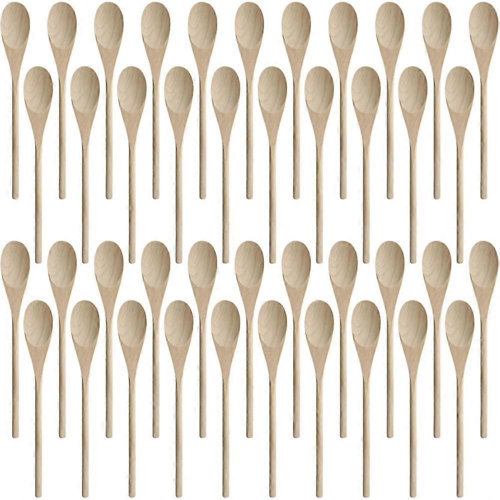 Set Mit 50 Holzlöffeln Für Bastelarbeiten - Ovale Küchenlöffel Mit Langen Griffen (30 Cm)