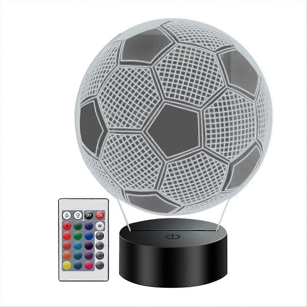 Fußballförmiges Nachtlicht Für Kinder, 3d-nachtlicht Mit Optischer Illusion, 16 Farben, Fernbedienung, Ideales Geschenk Für Jungen