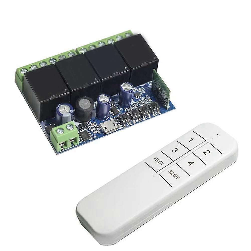 Intelligentes 4-kanal-wlan-schalt-/relaismodul, 6-tasten-fernbedienung, Drahtloser Schalttimer.
