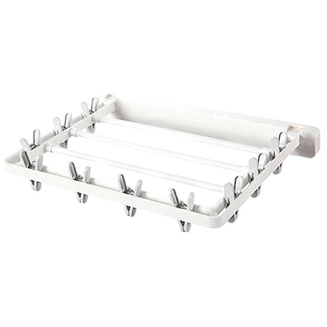 Wandmontierter, Klappbarer Wäscheständer Mit Wäscheklammern, Windbeständig Für Optimale Platzersparnis. Platzsparend Für Ihr Zuhause.