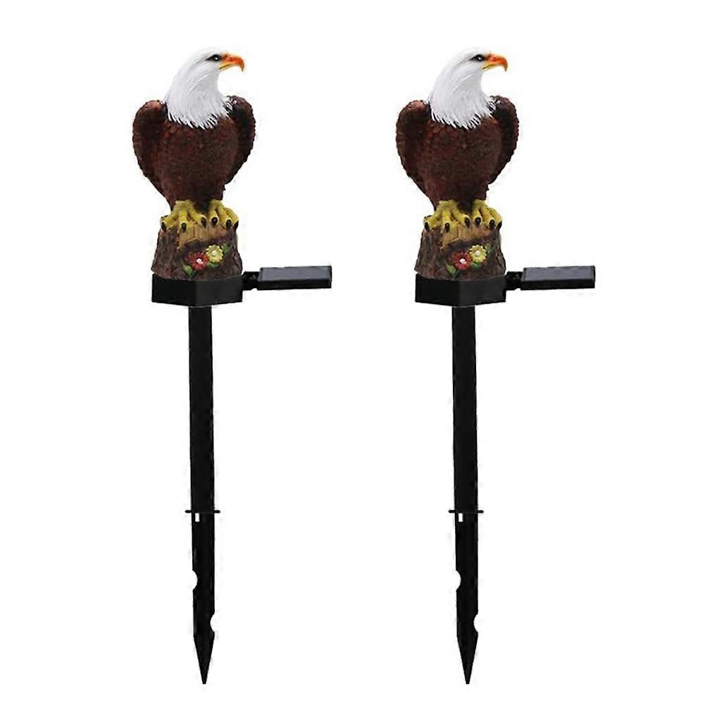 Set Mit 2 Adler-solar-gartenleuchten, Adlerförmige Solar-erdspießstrahler Zur Rasenbeleuchtung.