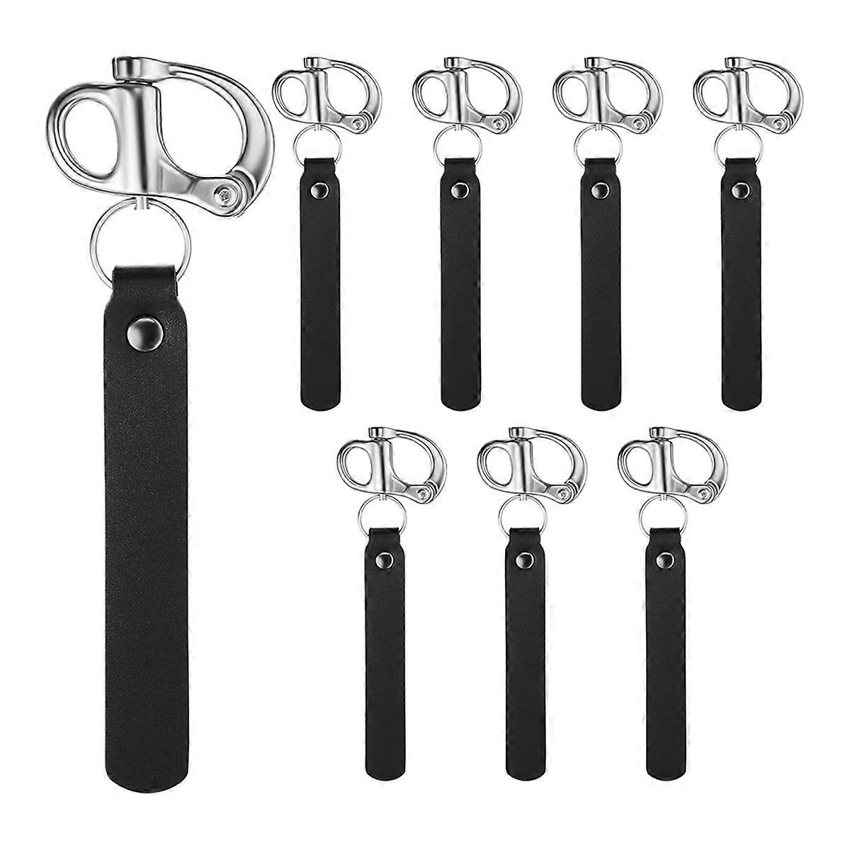 Set Mit 8 Schnellverschlusskarabinern Mit Griffen Aus Pu-leder, Gefertigt Aus Edelstahl 316, Für Atemschutzmasken. Drehbarer Schnellverschlusskarabiner.