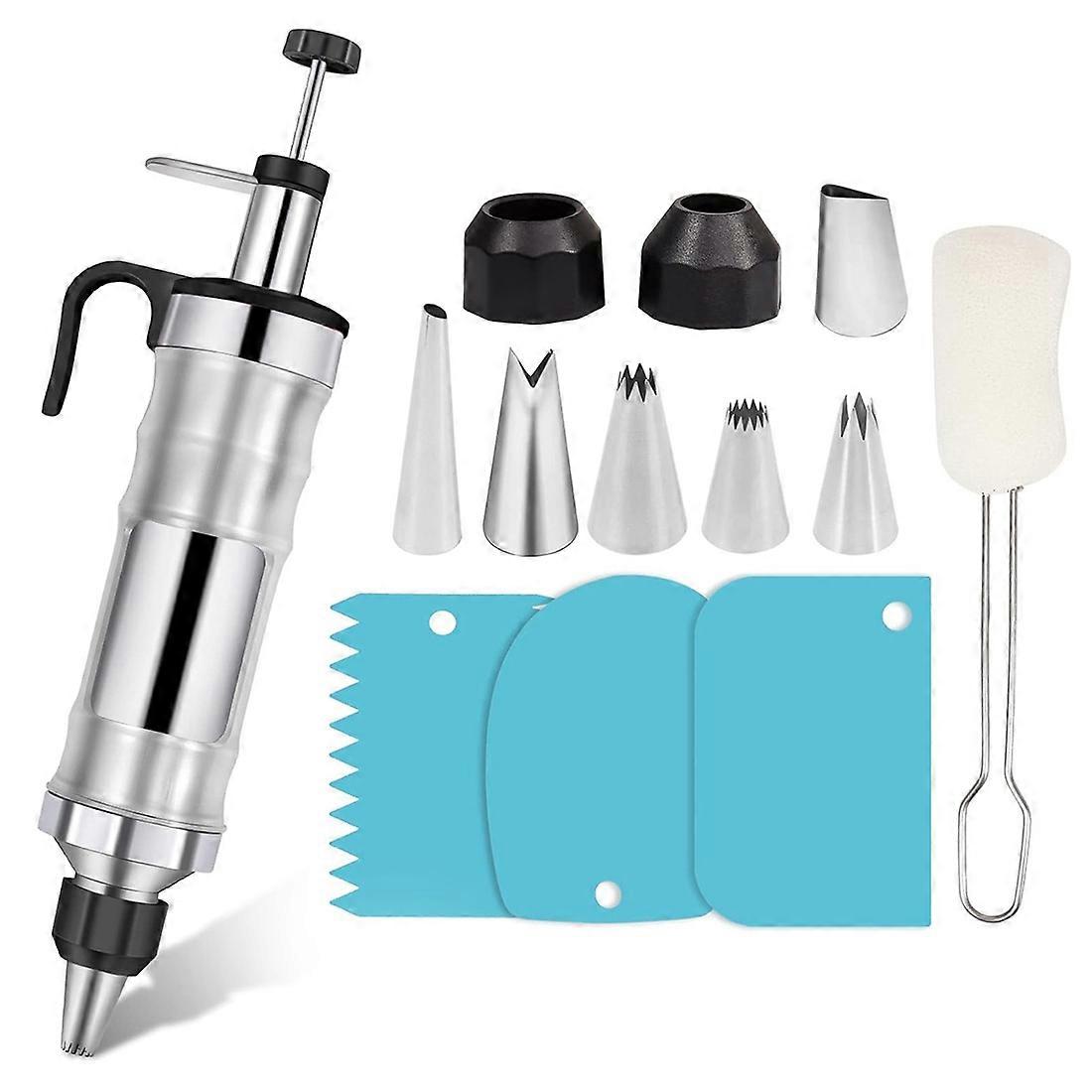 Set Mit 13 Spritzen Zum Dekorieren Von Desserts, Butterpistole Aus Edelstahl, Cupcake-dekorationswerkzeug, Spritztüllen.