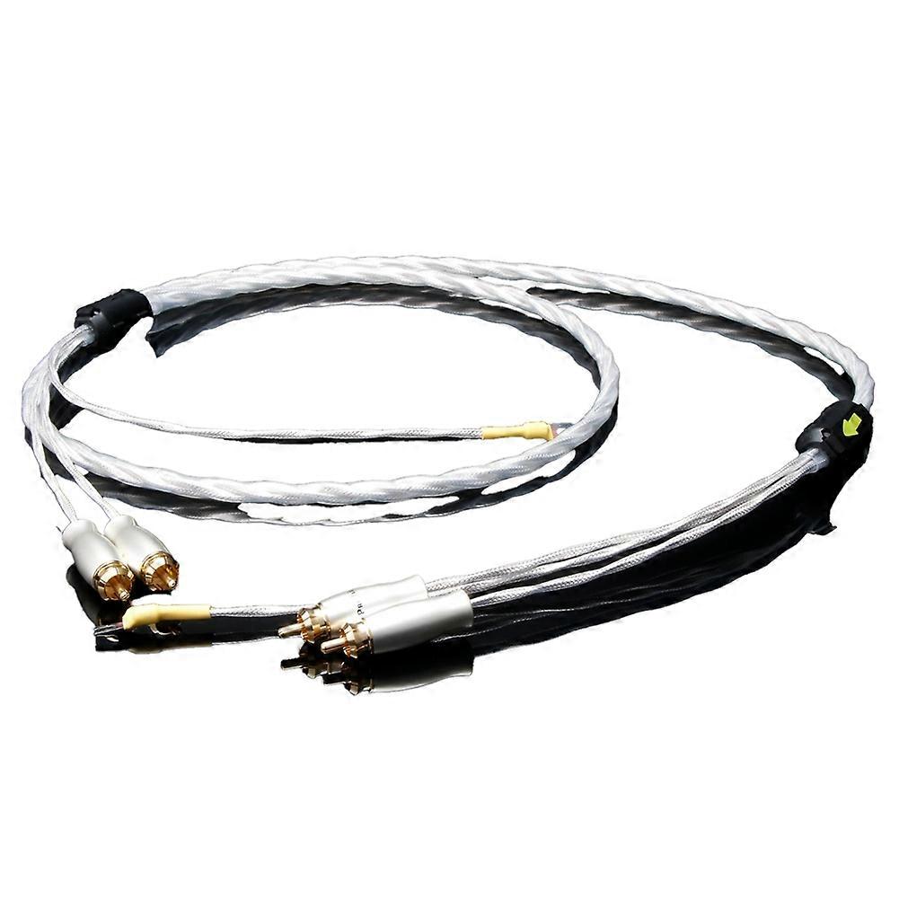 Preffair Hi-fi Rca-kabel, Versilbertes Occ-kupfer-phonokabel, 2 Rca Auf 2 Rca, Vergoldeter Erdungsdraht, Vergoldeter Stecker, 1 M