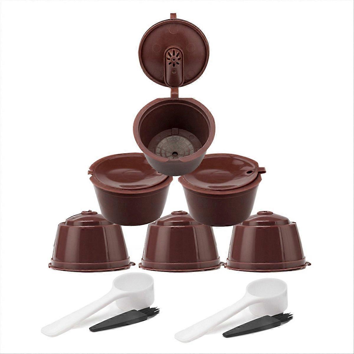 6-teiliges Set Für Kaffeemaschinen, Bestehend Aus Einer Wiederbefüllbaren Kaffeekapsel, Einem Löffel, Einer Reinigungsbürste Und Einem Filter.