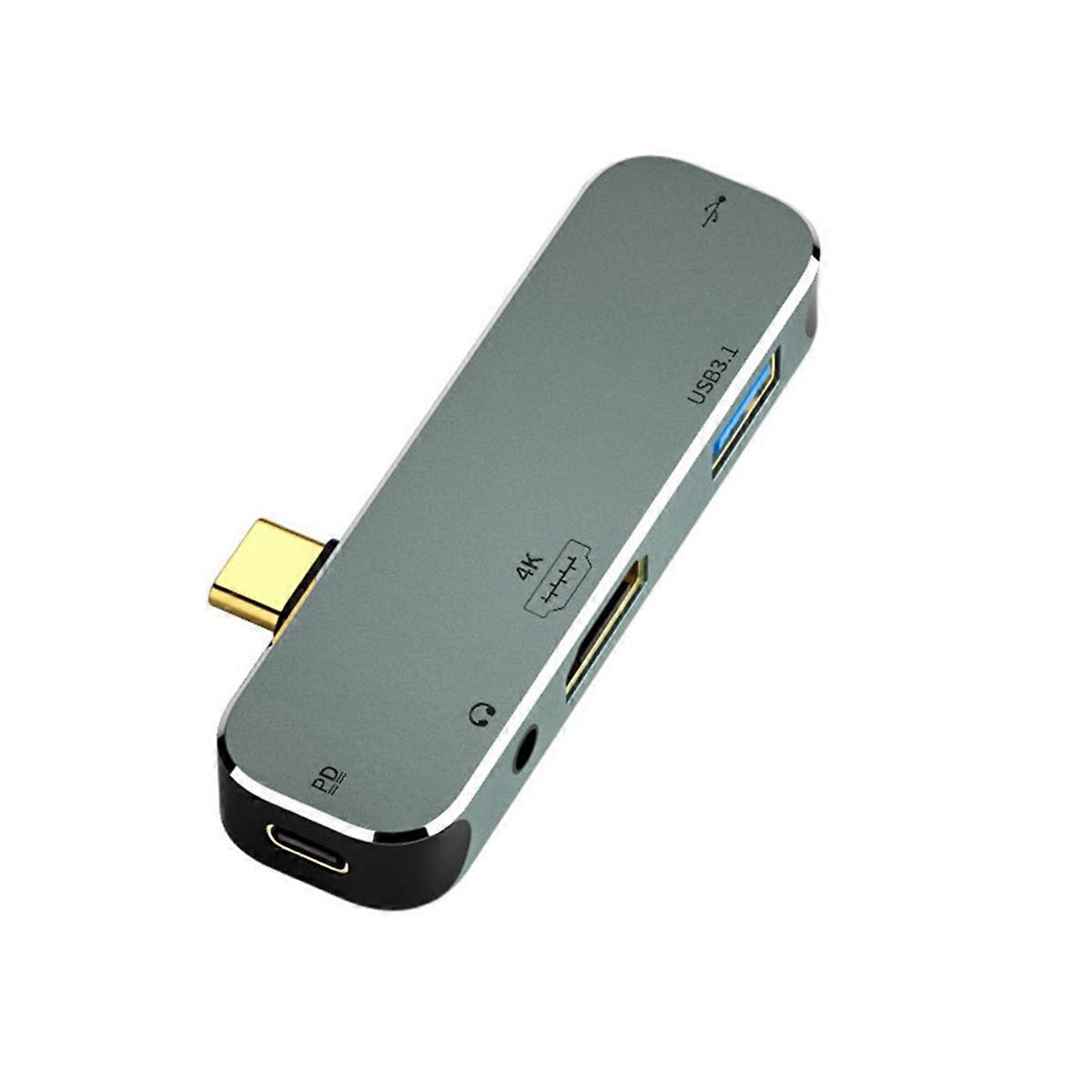 5-in-1 Usb-typ-c-verlängerungshub Für Pc, 3,55-mm-klinkenanschluss, Pd100w, Usb 3.0/usb 3.1 Kompatibel – Yx04-x5 Usb-repeater