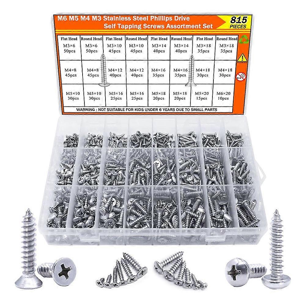 Sets Mit 815 Selbstschneidenden Holzschrauben Aus Edelstahl 304