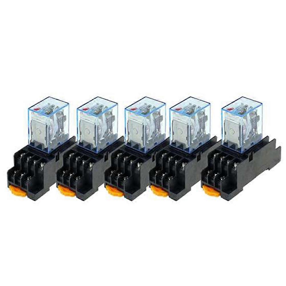 My4nj Leistungsrelais (5er-pack) Ac220v 14-polig Dpdt, Din-schienenmontage Mit Sockel, Industrielles Steuerrelais