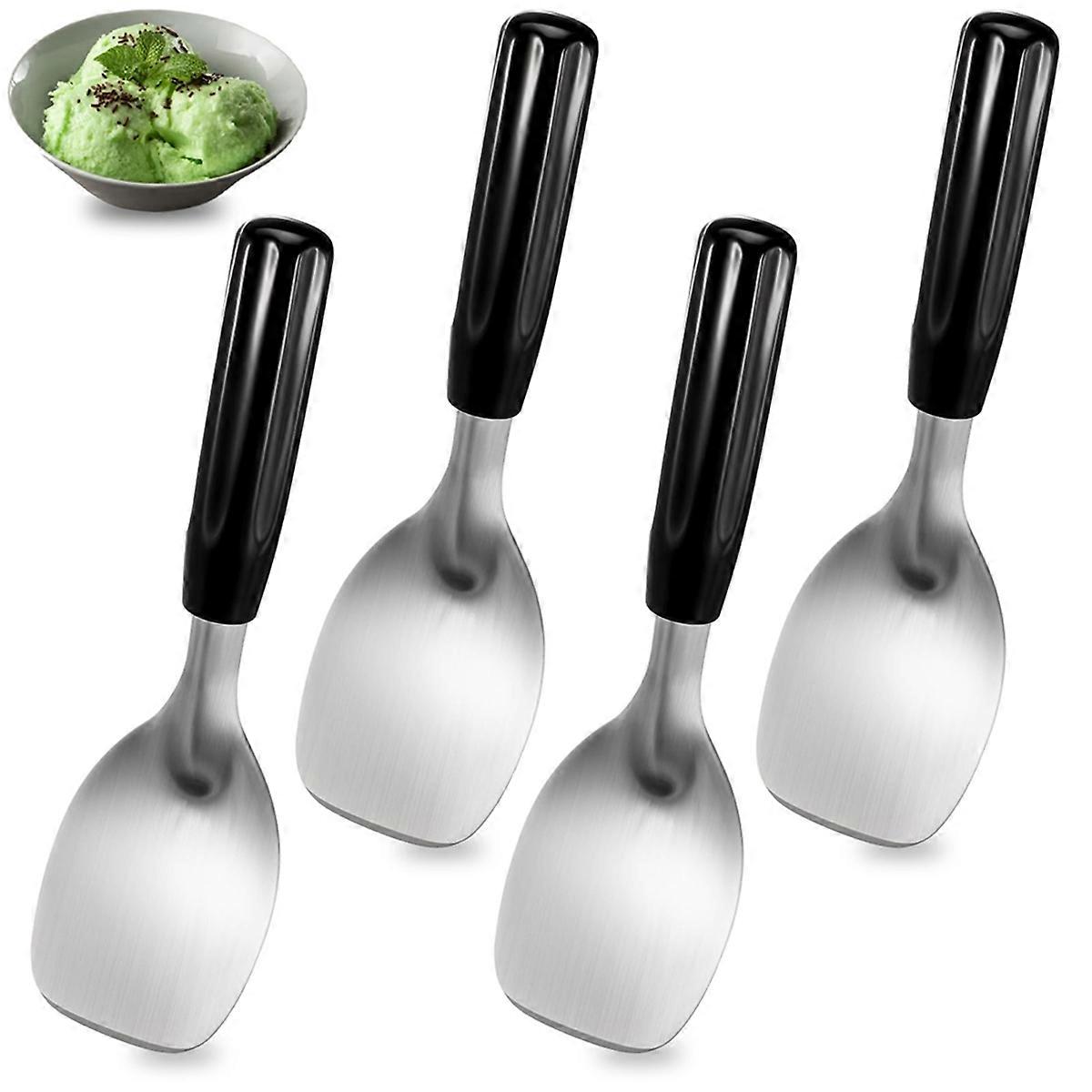 Set Aus 4 Robusten Edelstahl-eiskugelportionierern, Flachen Löffeln Für Harte Desserts Und Butterschneider.
