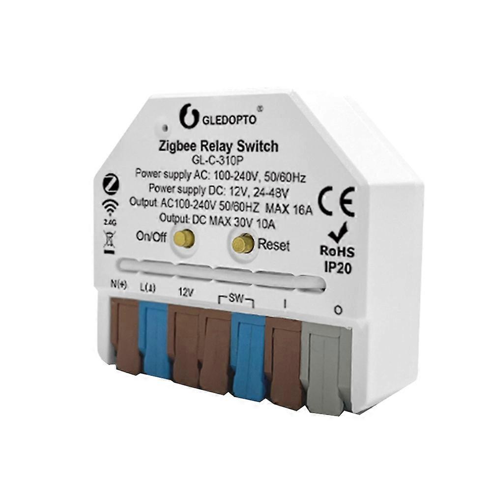 Gledopto Zigbee 3.0 Ein/aus-relais-schalter, Ac/dc-netzteil, Sprachsteuerung Per App, Kompatibel Mit Alexa, Tuya Und Smartthings Gl-c-310p