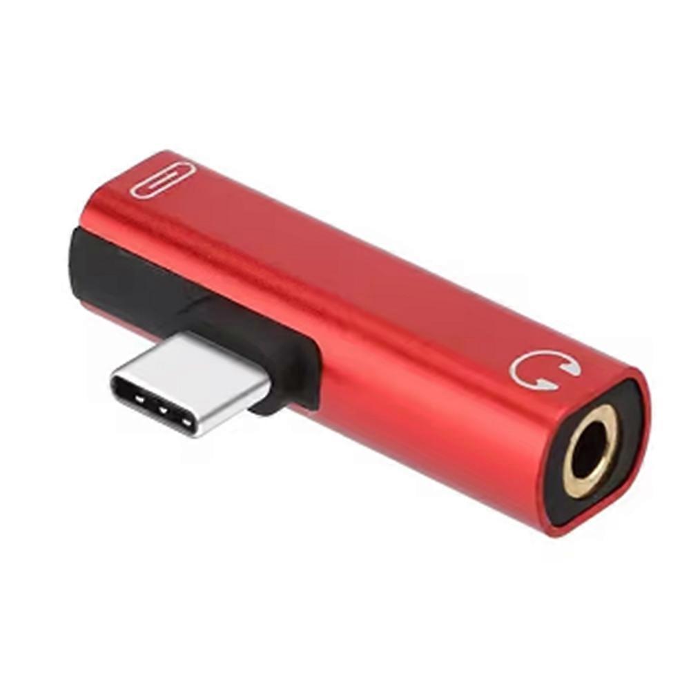 2-in-1 Usb-c-auf-3,5-mm-kopfhöreranschluss-audioadapter, Usb 3.0-auf-usb-c-otg-ladekonverter, Rot