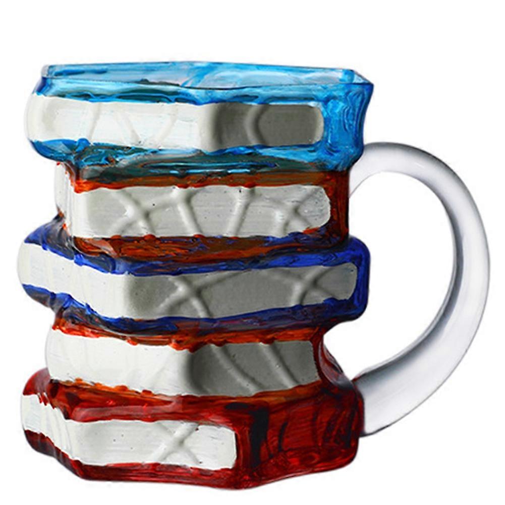 Bunte Glastasse Mit Stapelbaren Buchmotiven, Ideal Für Bücherliebhaber (frauen, Männer, Lehrer, Schriftsteller, Literatur).