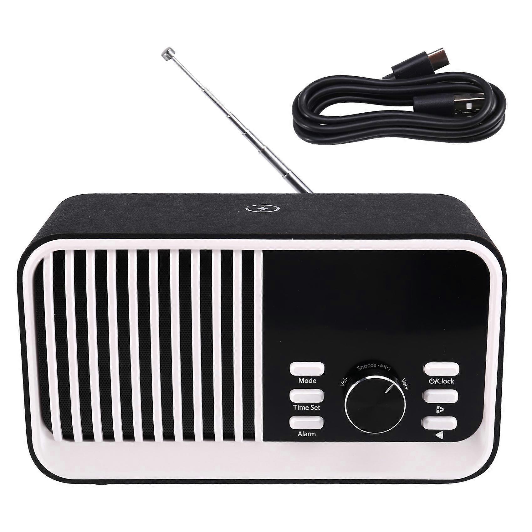 Multifunktionaler Bluetooth-lautsprecher Mit Radio, Kabelloser Ladefunktion, Tf-kartensteckplatz, Uhr Und Außenlautsprecher
