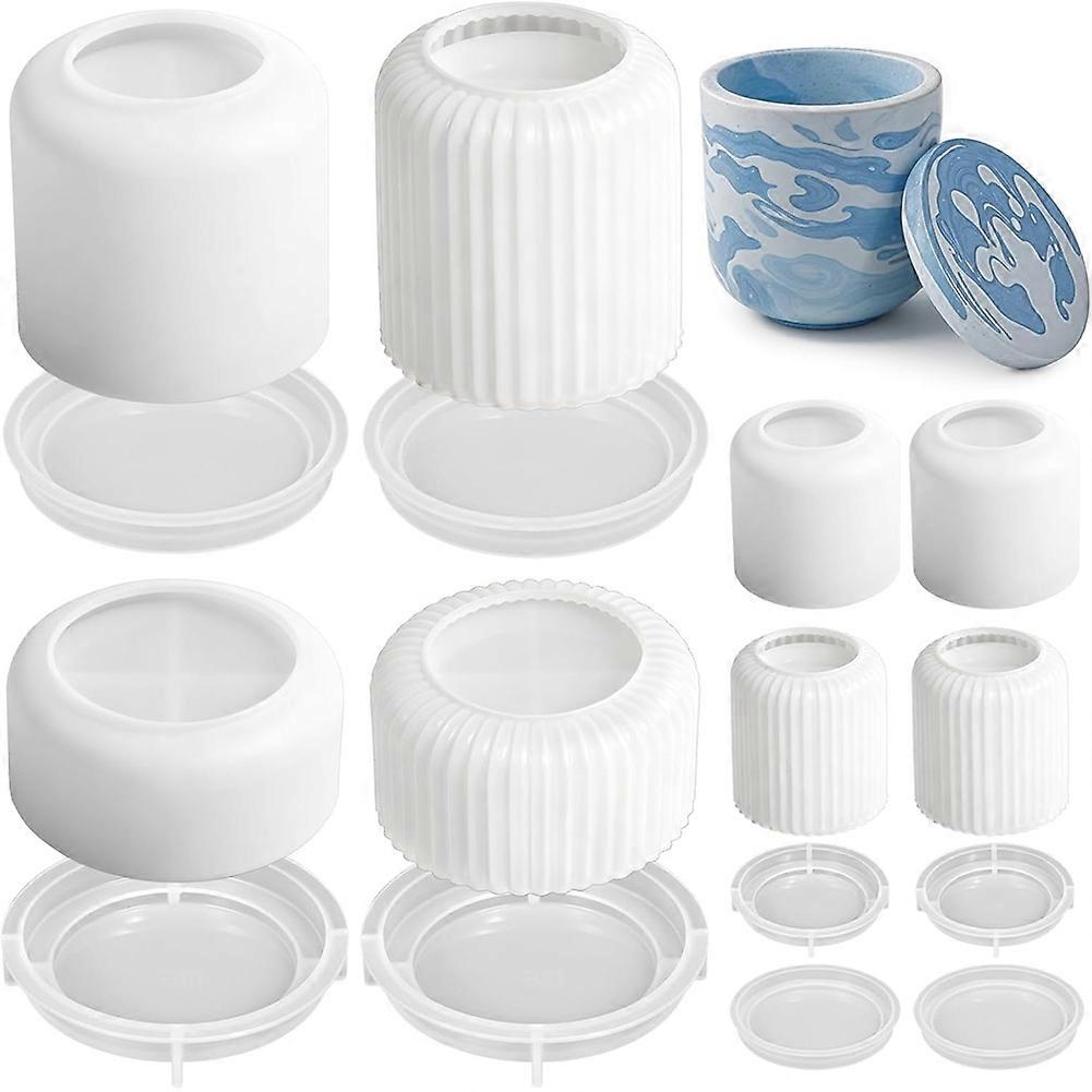 Silikonform Für Kerzengläser (8er-set) Mit Deckel, Runde, Gestreifte Formen Für Harz, Aufbewahrungsbox Für Schmuck Und Kleinigkeiten Aus Epoxidharz
