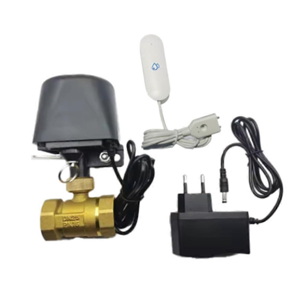 Tuya Wlan-fähiges Intelligentes Wasserabsperrventil Mit Leckageerkennung, Fernbedienung Und Timer Für Alexa (eu-stecker)