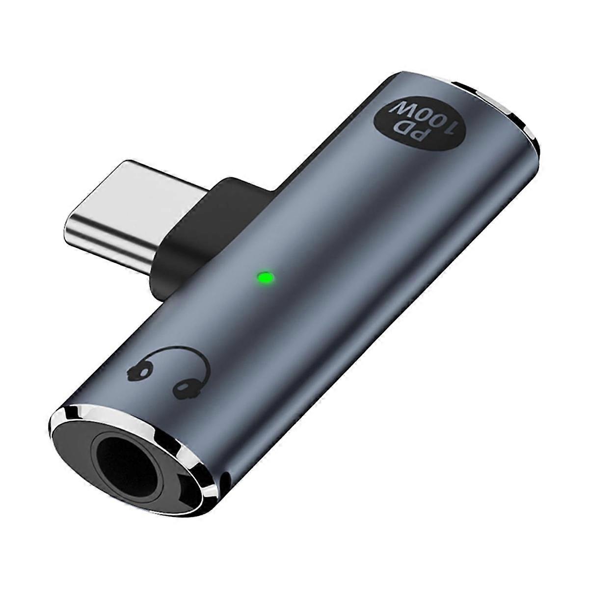 Usb-c-auf-audio-klinkenadapter Mit 100-w-schnellladefunktion, 2-in-1 Usb-c Auf 3,5-mm-klinkenbuchse Für Usb-c-anschluss, A