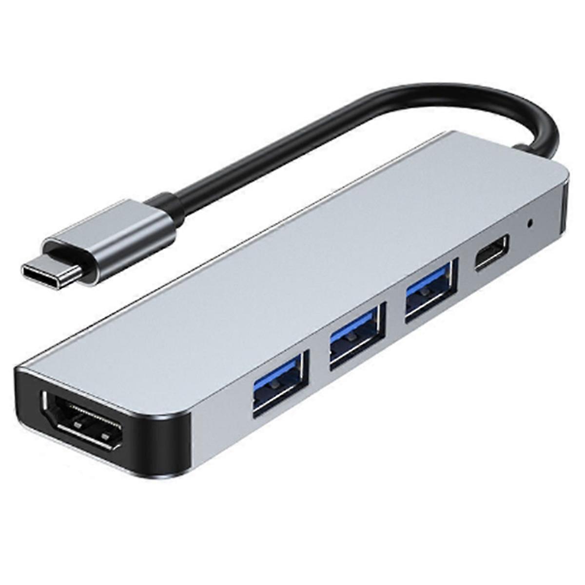 5-port-usb-c-hub Mit 4k-unterstützung, Pd-schnellladung, Kompatibel Mit Usb 3.0 Und 2.0, 4k-ladestation Mit 30 Hz