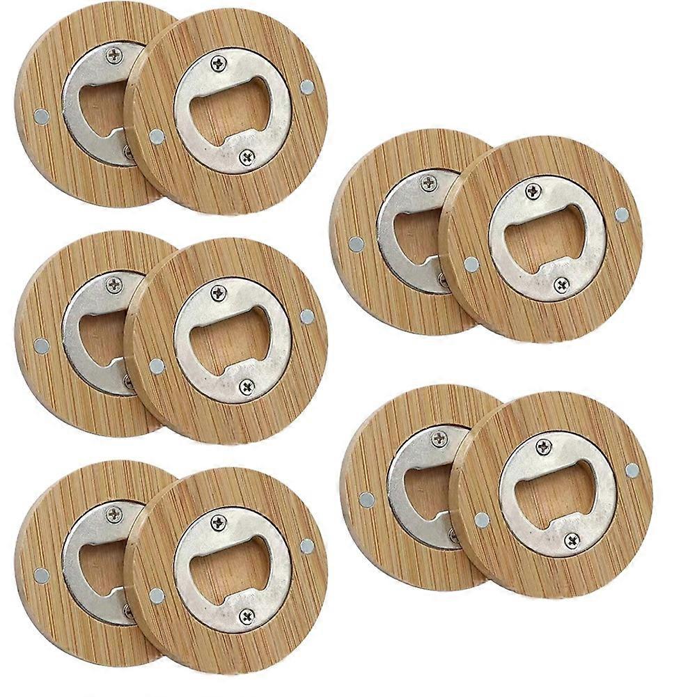 Magnetischer Flaschenöffner Aus Holz – Graviertes Rundes Design, Ideal Als Hochzeits- Und Taufgeschenk