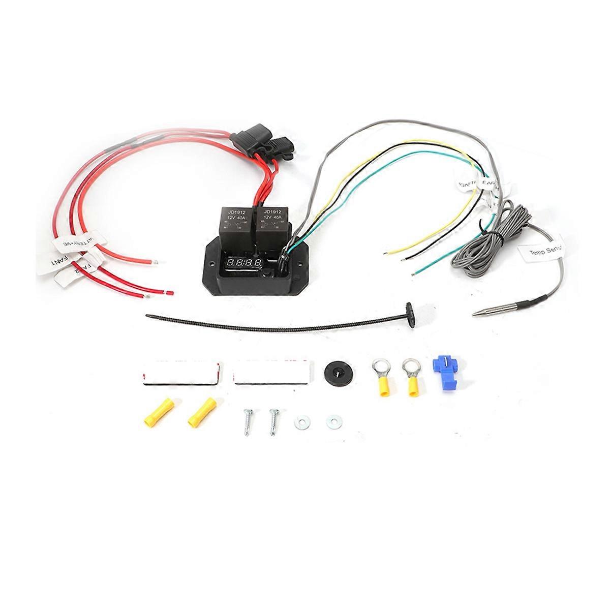 Digitaler Regler Für Radiatorlüfter, 12-v-schalter 0444, Einstellbarer Temperaturbereich, Digitales Elektrisches Thermolüfter-steuerungsset