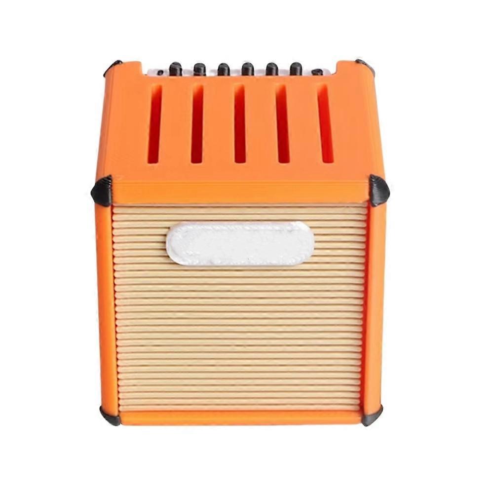 3d-gedruckter Plektrumhalter, Großes Fassungsvermögen, Tragbar, Verstärkerförmig, Mit 5 Fächern Für Gitarrenplektren (orange).