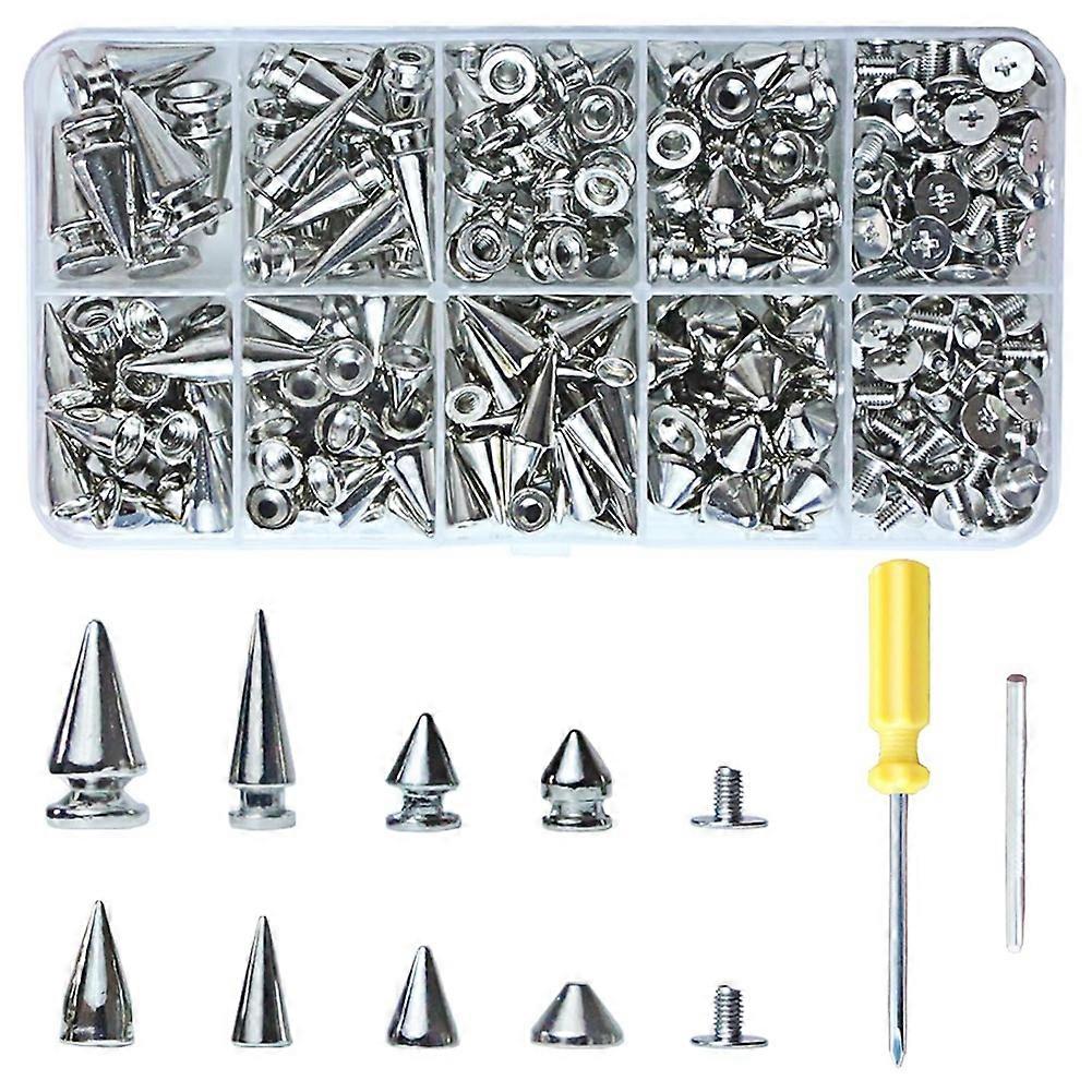 Set Mit 354 Punk-nägeln Und -reißnägeln, Konischen Reißnägeln In 8 Größen, Metallnägeln Für Lederwaren Und Kleidung Im Punk-stil.