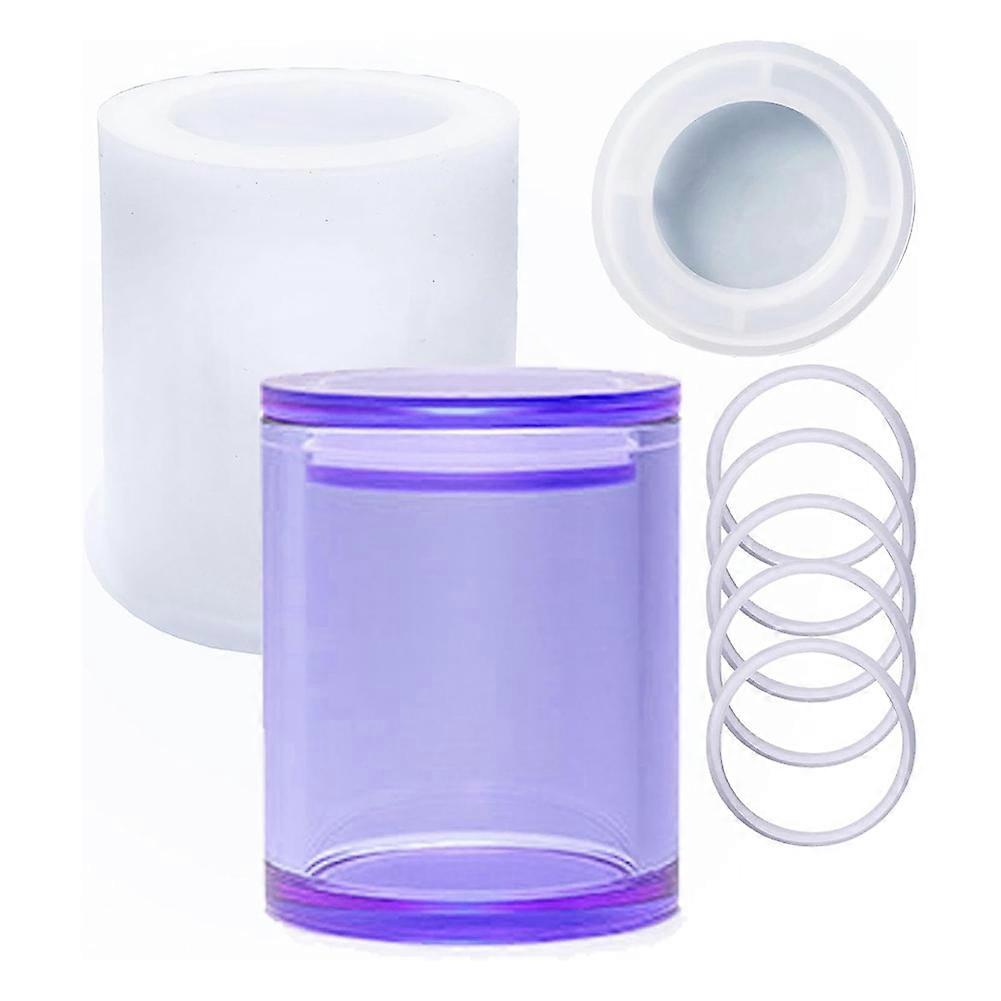 Silikonharzform Für Zylindrische Aufbewahrungsbox Mit Deckel Und 5 Ringen, Ideal Für Epoxidharz-formen Und Bastelarbeiten.