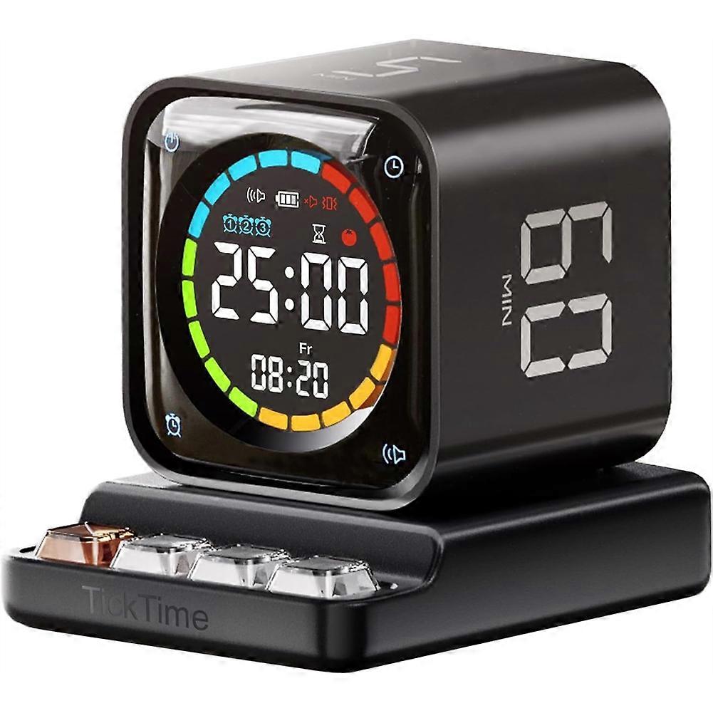 Tk3 Cube Timer, Tischtimer Mit 5/10/30/60-minuten-voreinstellungen, Benutzerdefiniertem Countdown-timer, Stoppuhr, Uhr, 3 Alarmen, Für Aufgabenmanagement (schwarz)